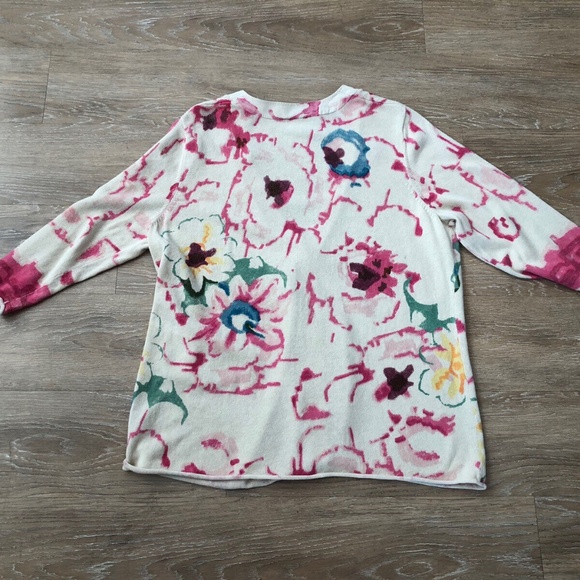 J. Jill Tan & Multi-Colored Floral Linen Blend Button Up 3/4 Sleeve Card… - Picture 10 of 10